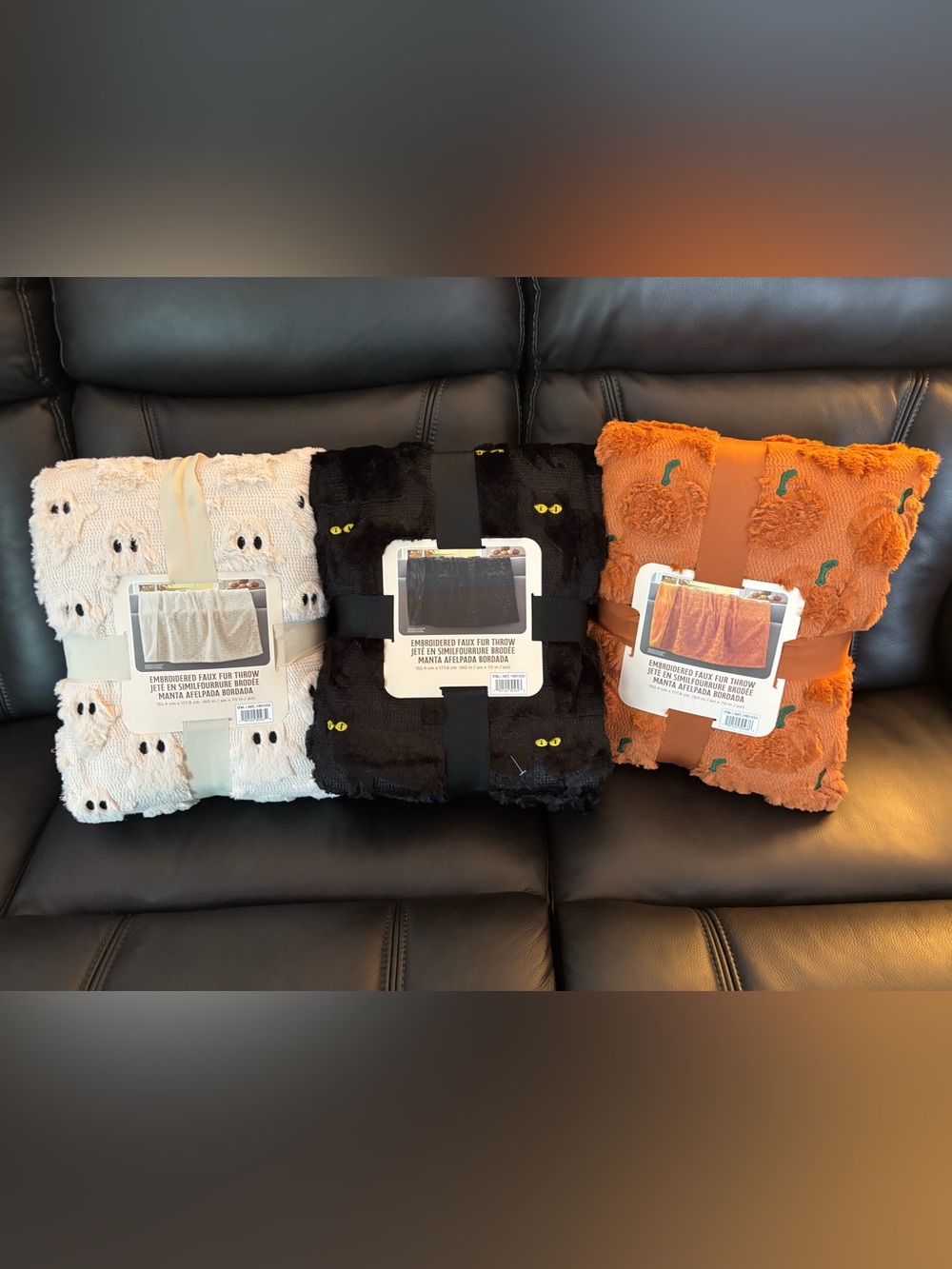 Costco Halloween Blankets -Bundle of 3 cat pumpkin ghost NWT
